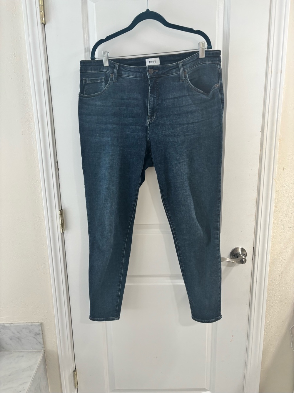 pistola Dark Blue Cropped High-Rise Jeans - Picture 2 of 7
